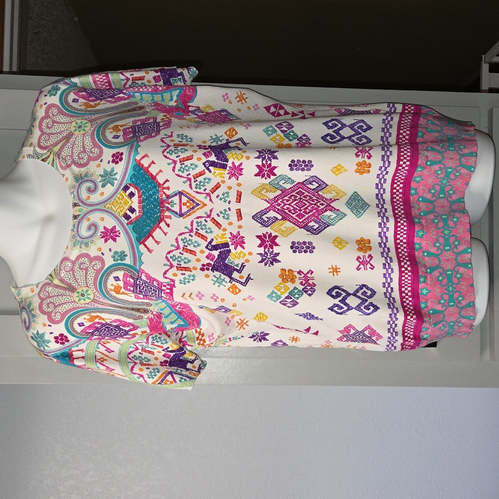 ETRO Milano Silk Pastel Geometric Print Blouse SZ L - Picture 3 of 6